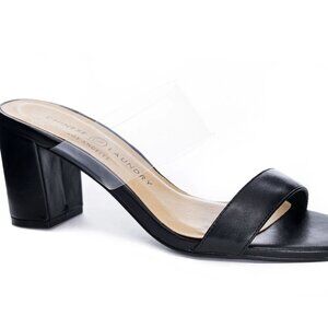 Chinese Laundry Yeah Yeah Slide Heels in Clear/black Size 8.5